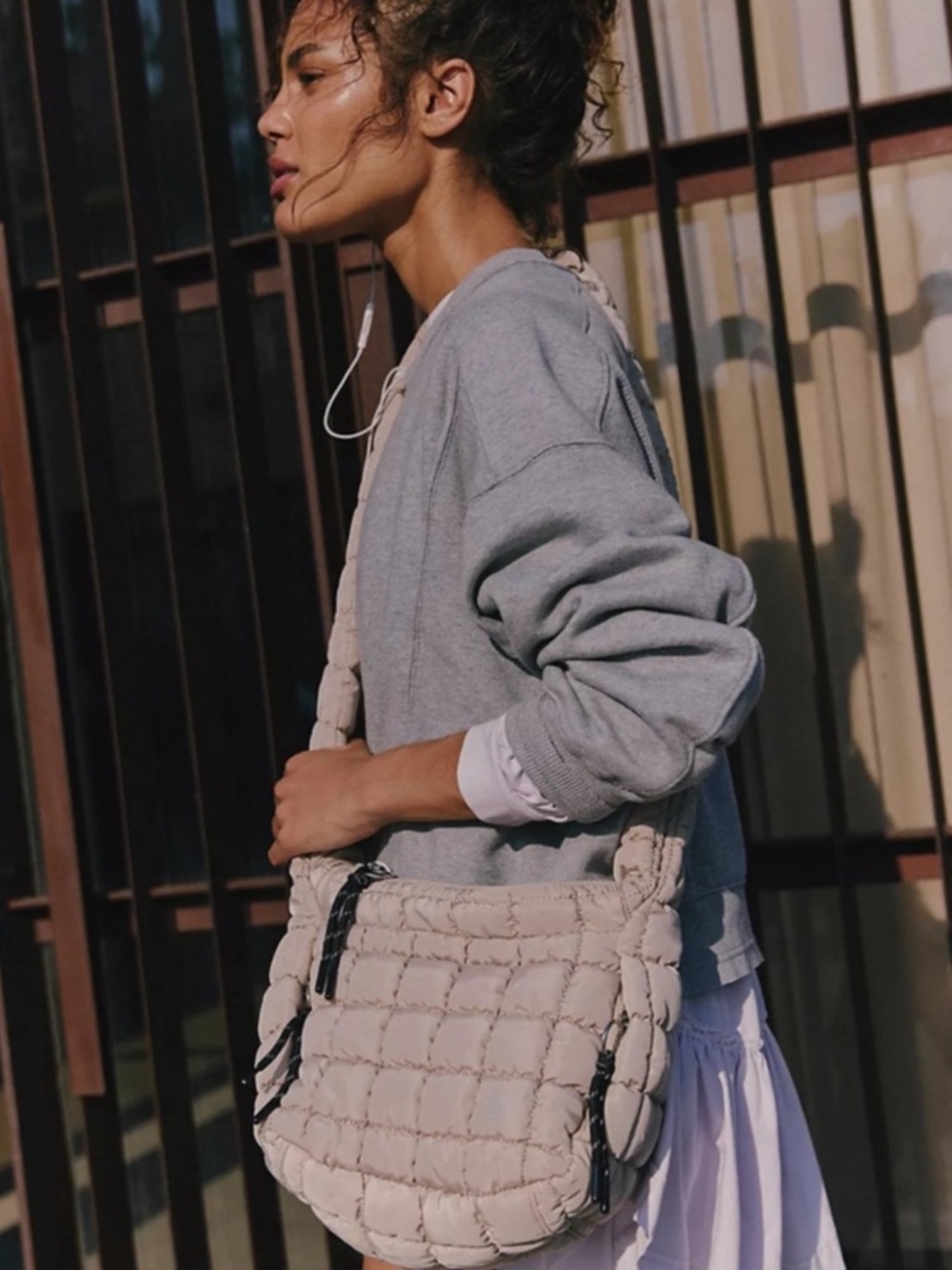 Free People FP Movement Quilted Baby Carryall Sling Bag In Tofu Taupe New - Picture 16 of 16